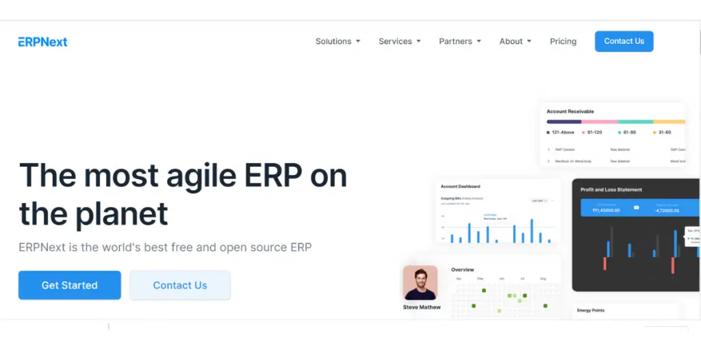 Webpage of ERPNext