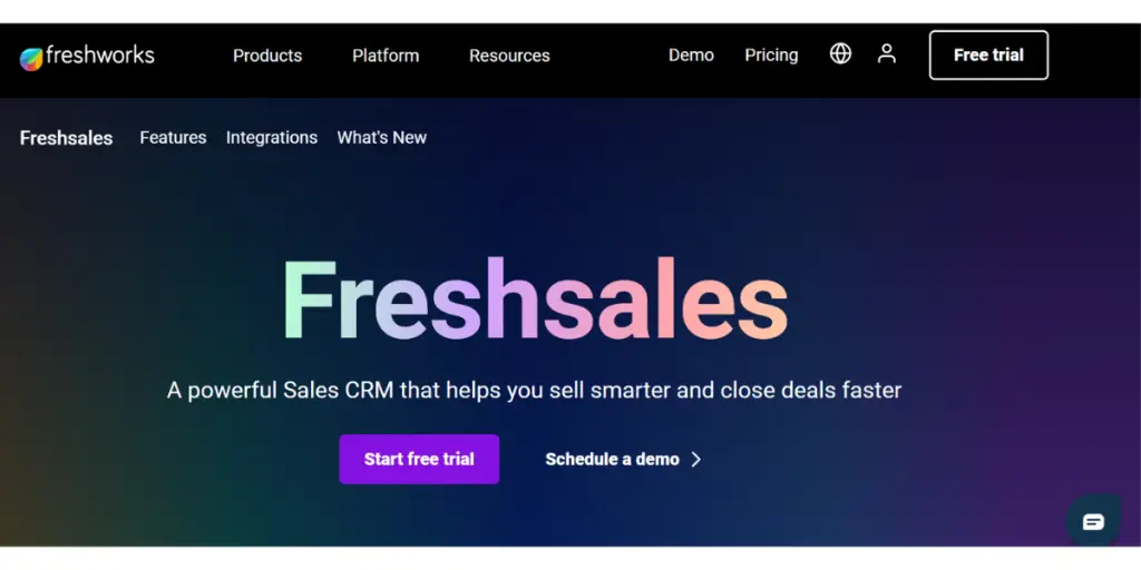 Webpage of Freshsales