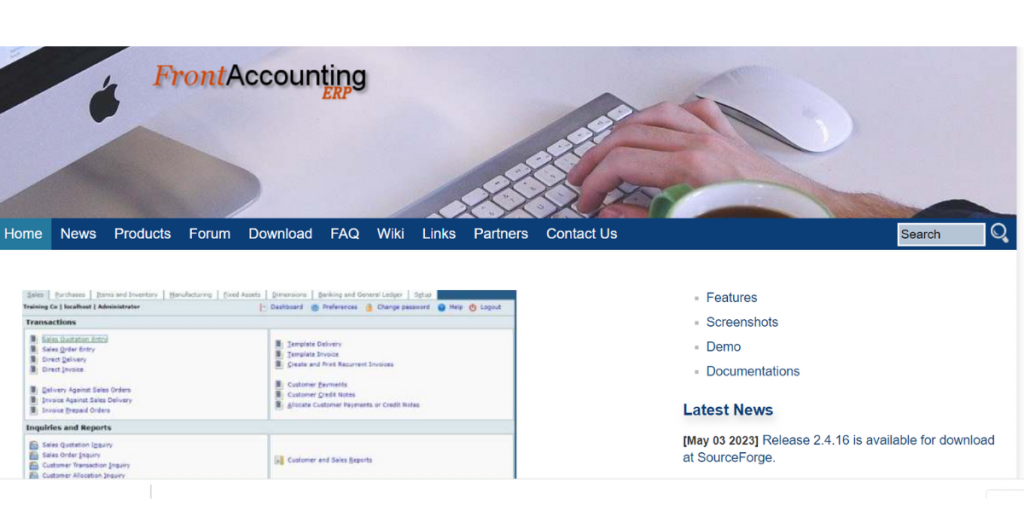 Webpage of FrontAccounting