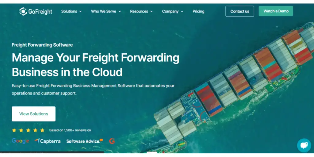 Webpage of GoFreight