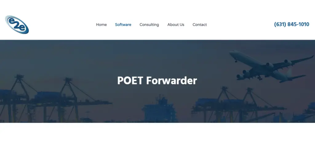 Webpage of POET forwarder from E2E Logistics