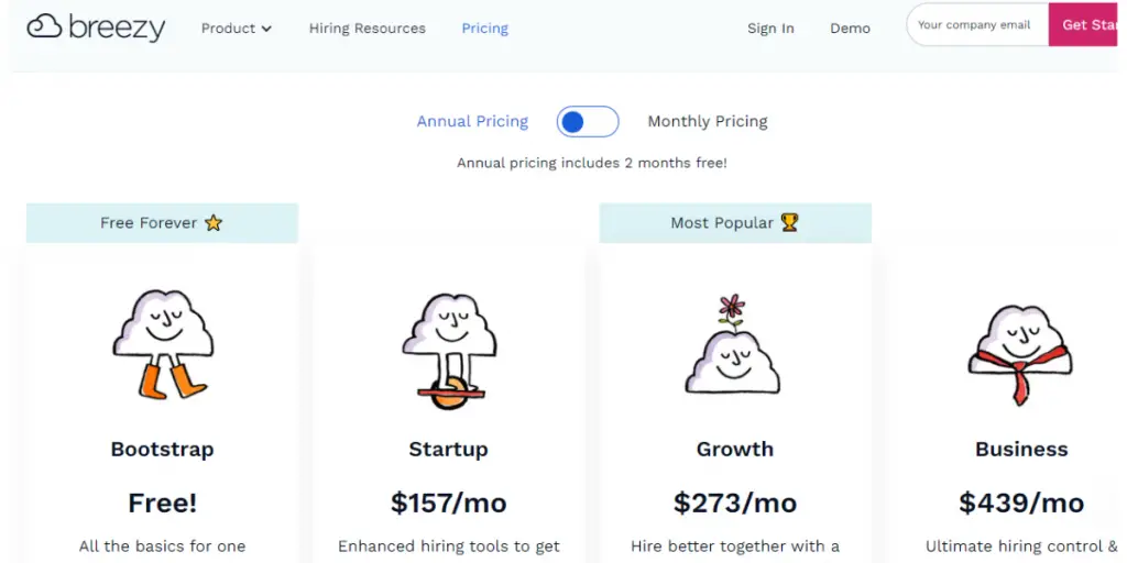 Yearly Pricing of Breezy