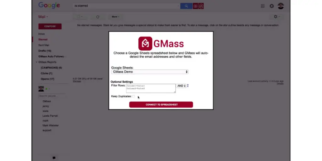 Google Sheet of Gmass