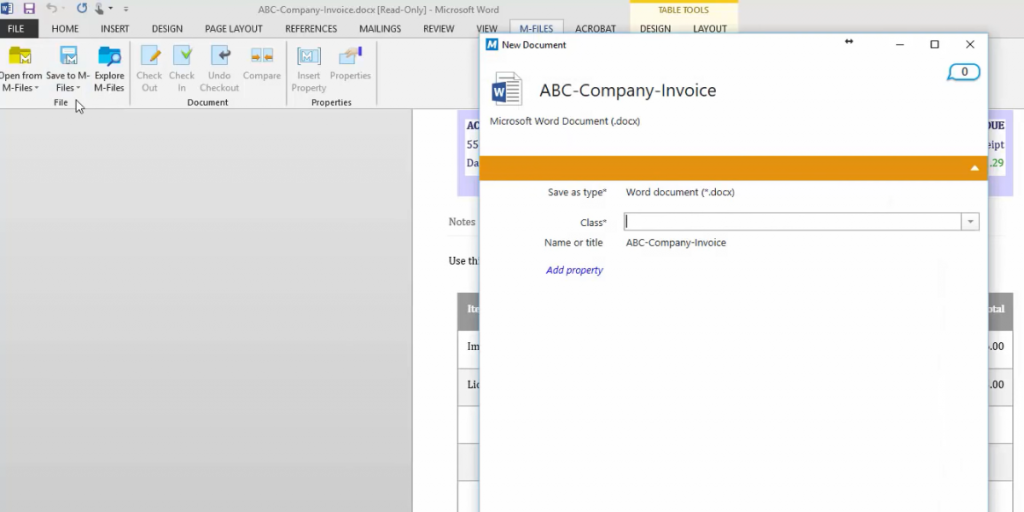 Company Invoice of M Files