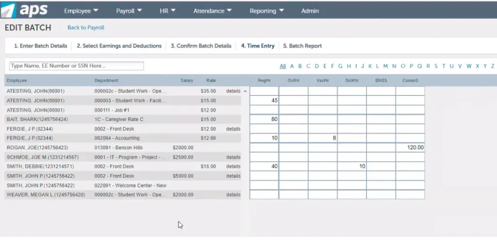 Edit batch view APS