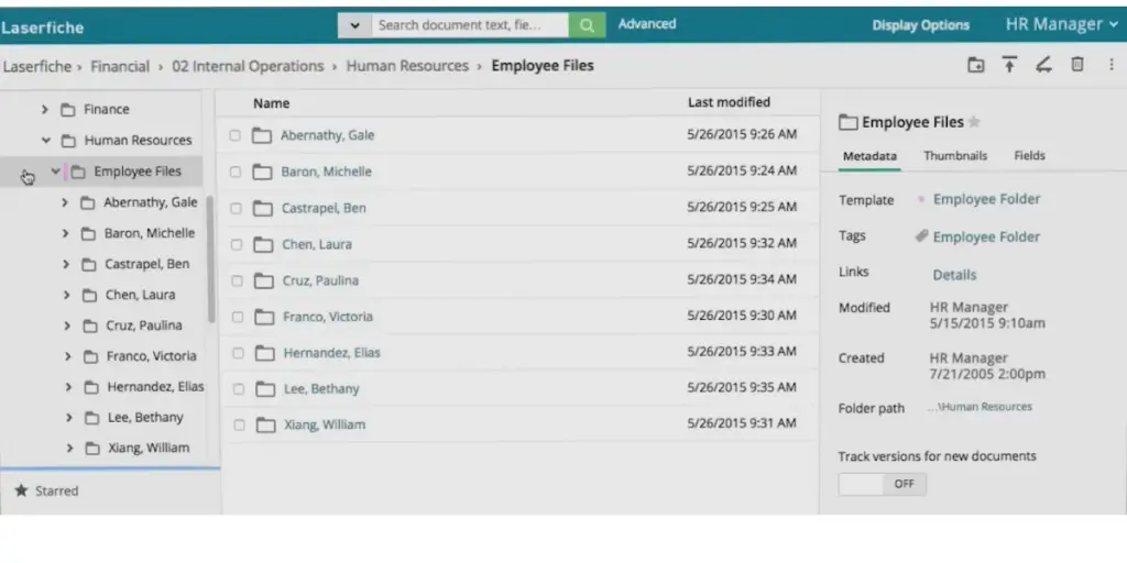 Employee Files of Laserfiche