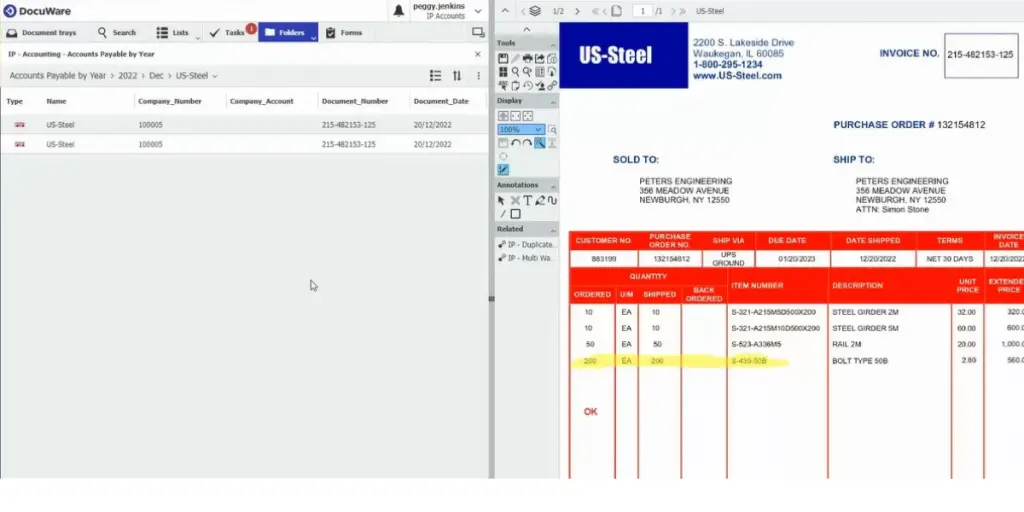 Invoice of DocuWare