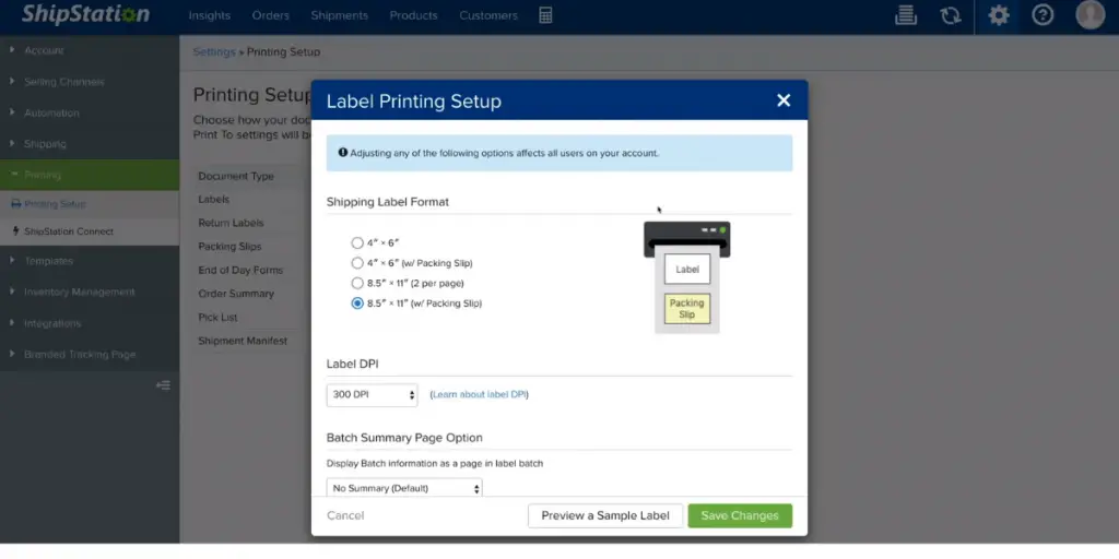 Label Printing Setup