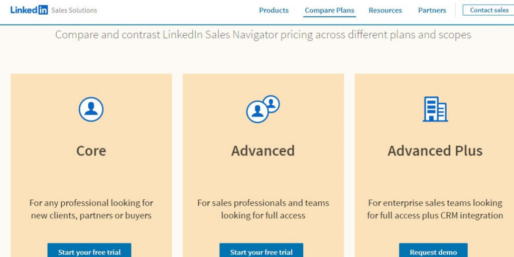 Pricing of LinkedIn Sales Navigator