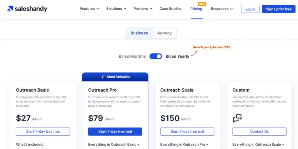 Pricing of Saleshandy 
