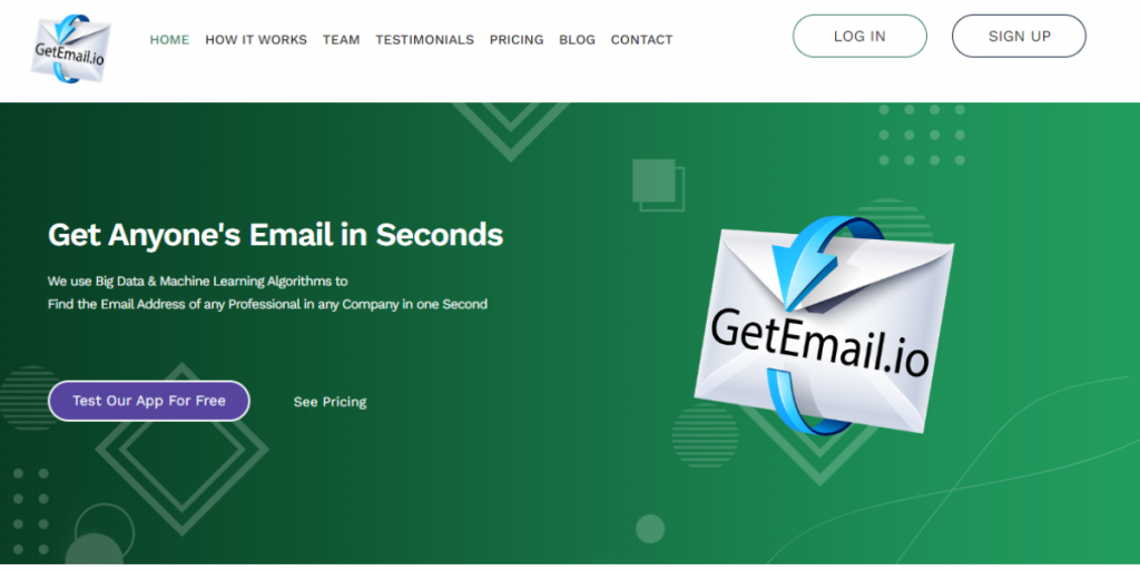 Webpage of GetEmail.io