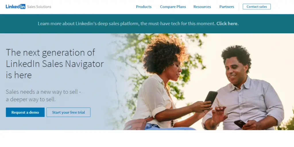Webpage of LinkedIn Sales Navigator