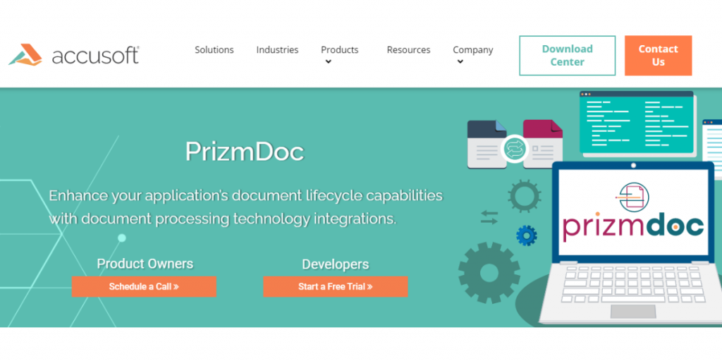 Webpage of Prizmdoc