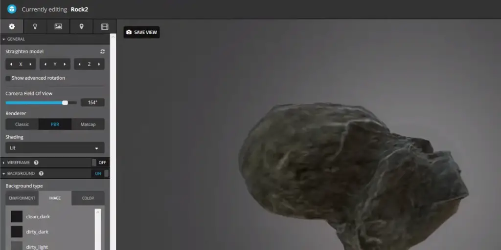 Editing view of Sketchfab