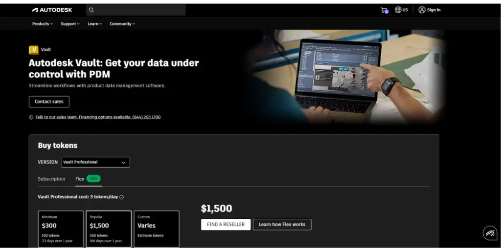 Pricing of Vault Professional flex of Autodesk Vault