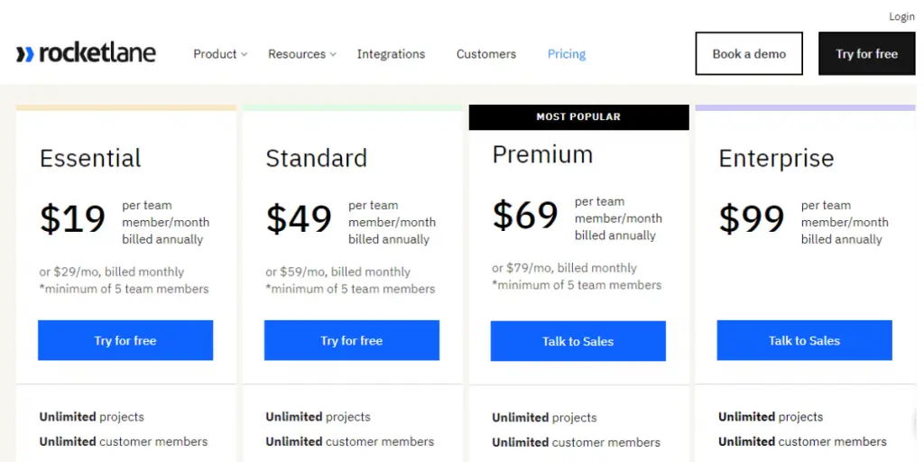 Pricing of Rocketlane