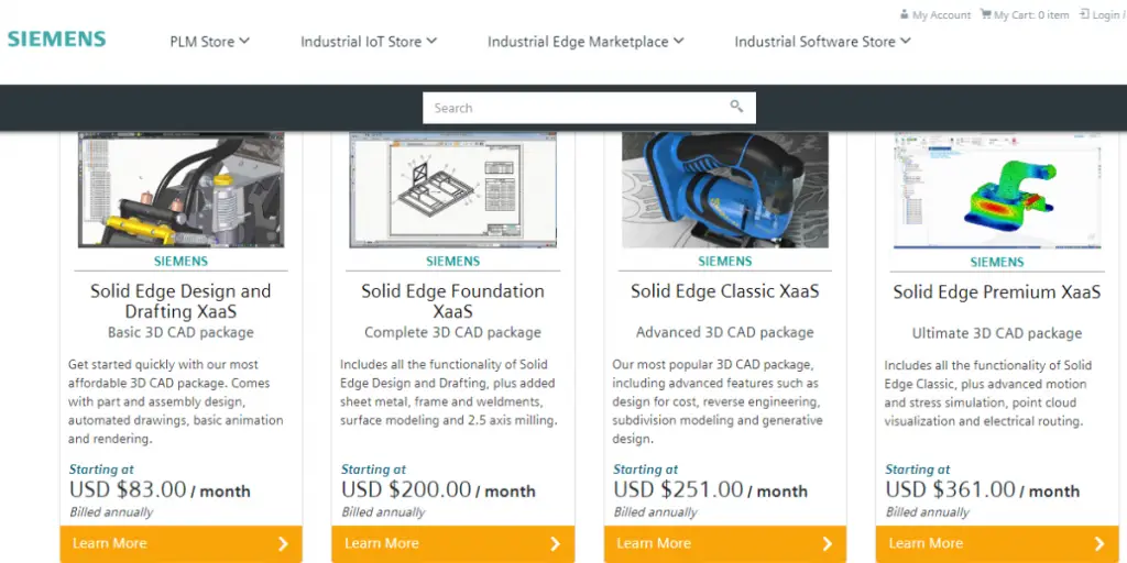 Pricing of  Solid Edge Siemens