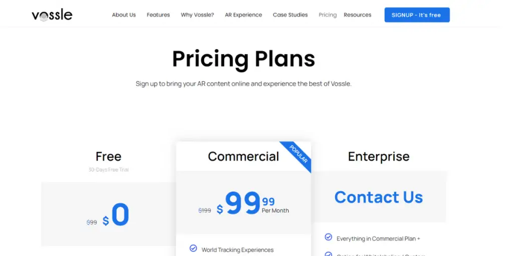 Pricing of Vossle