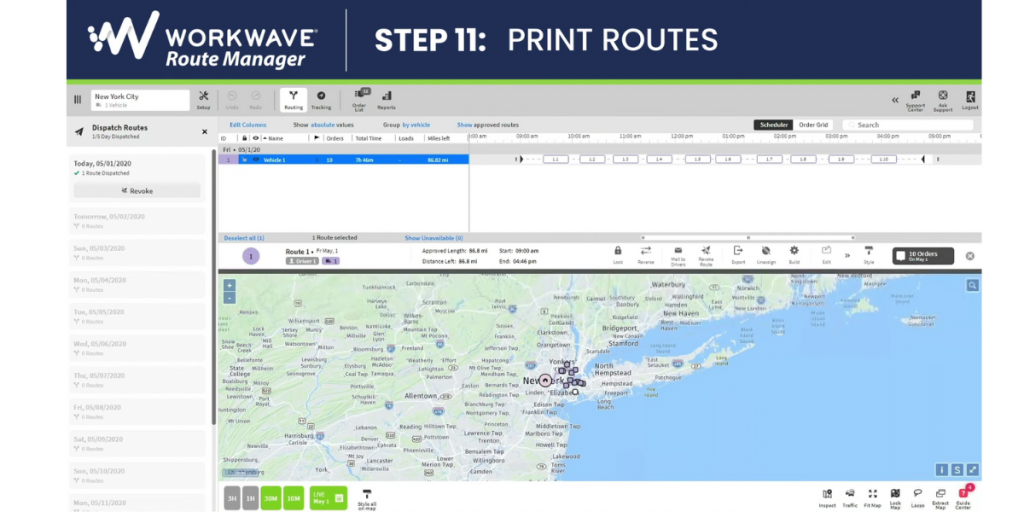 Print Routes of Workwave