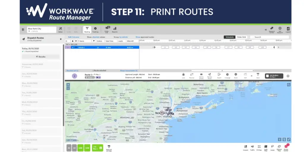 Print Routes of Workwave