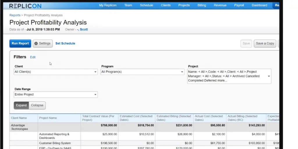 Project Analysis of Replicon