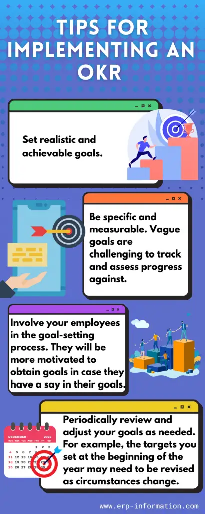 Infographic of Tips for Implementing an OKRs in Business