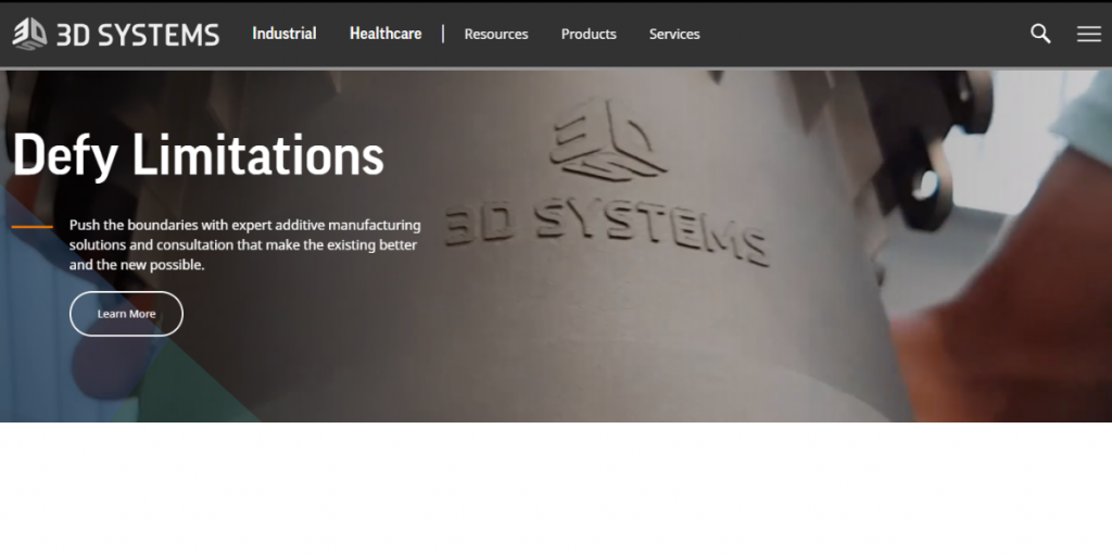 Webpage of 3D Systems