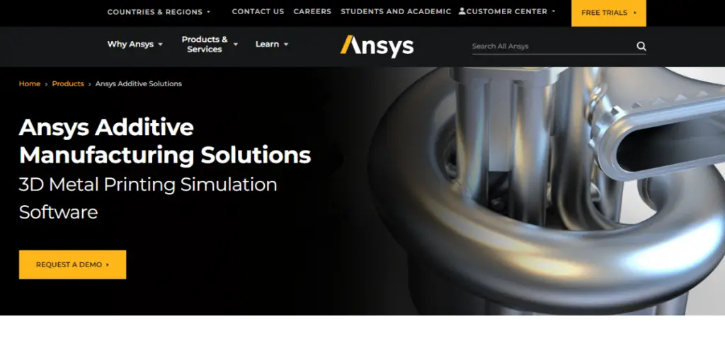 Webpage of Ansys