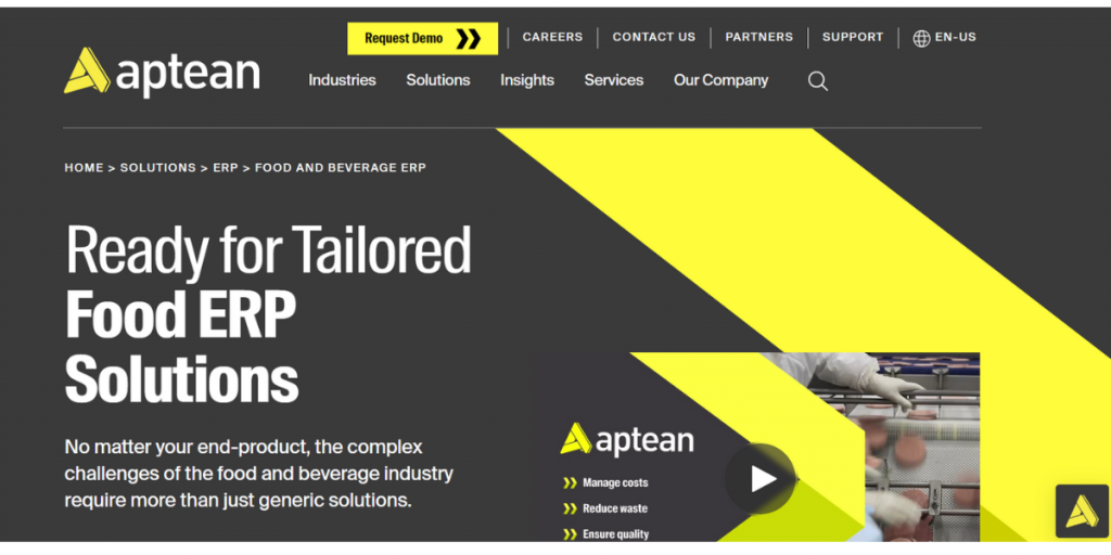 Webpage of Aptean