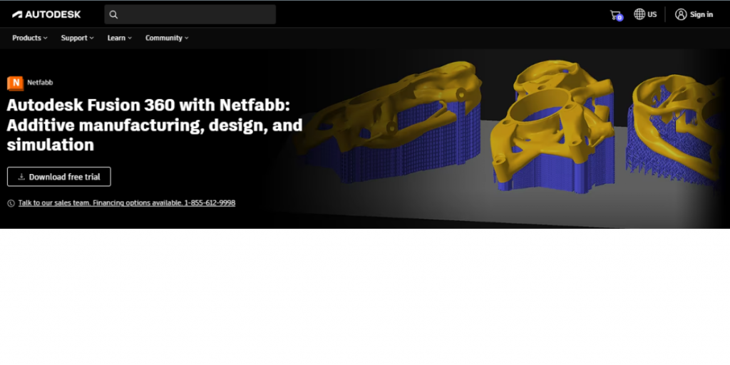Webpage of Autodesk Netfabb