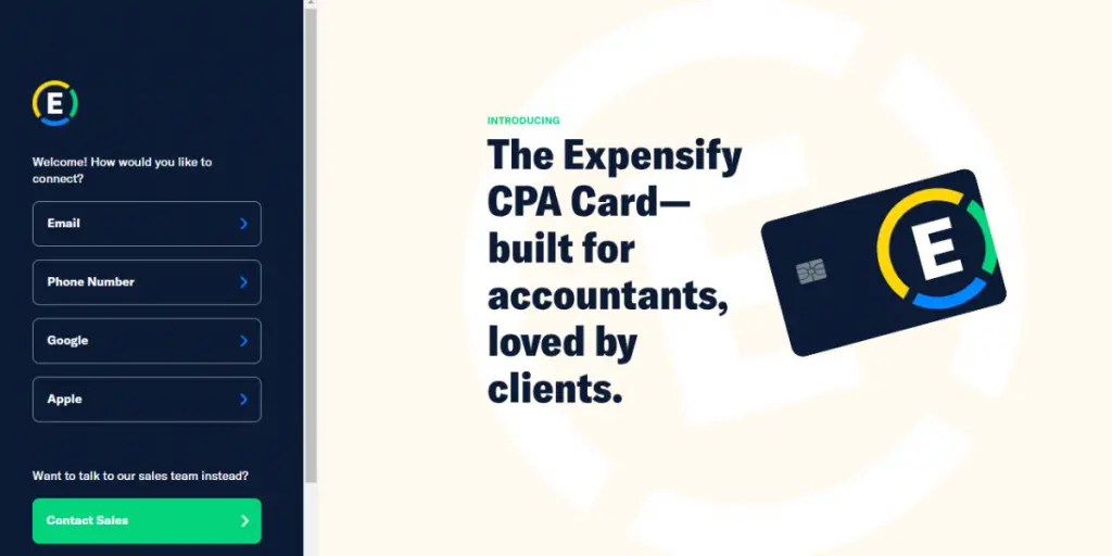 Webpage of Expensify