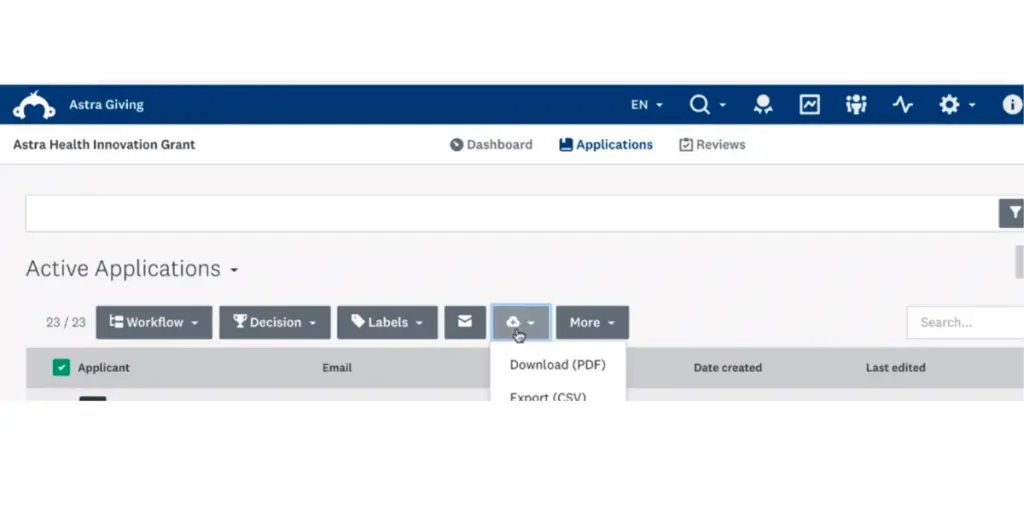 Active Applications of SurveyMonkey Apply