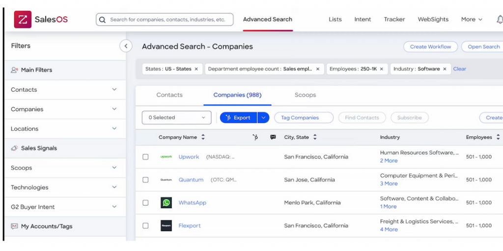 Advanced search zoominfo