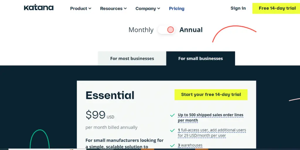 Annual Essential Pricing of Katana