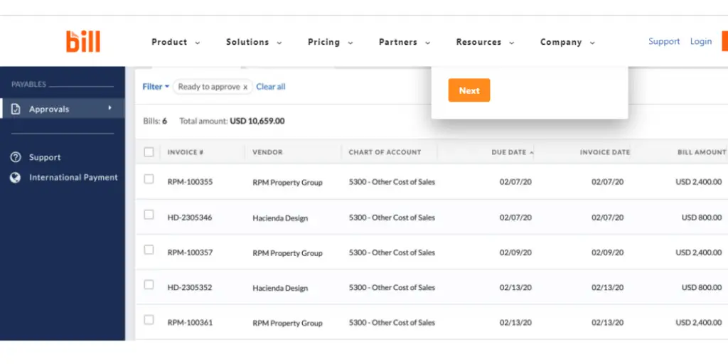 Approvals of Bill.com