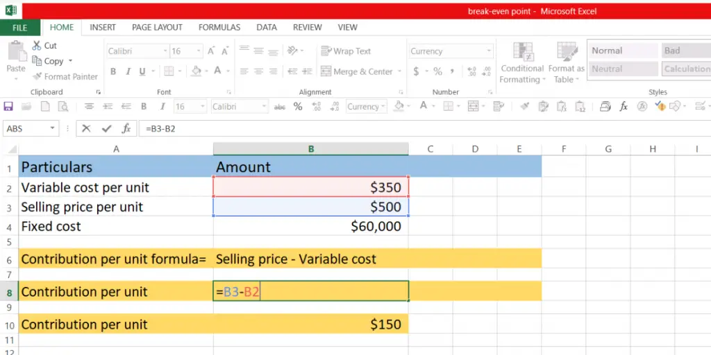 Break-Even Point Calculations