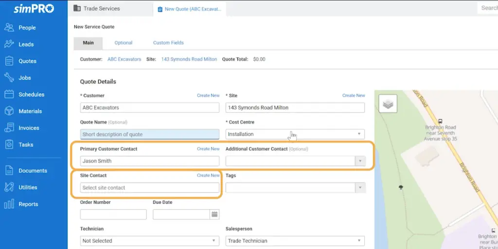 Estimating and Quoting Feature of simPro