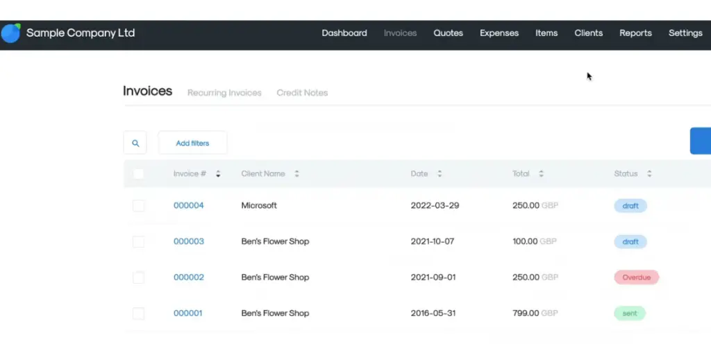 Invoices of InvoiceBerry