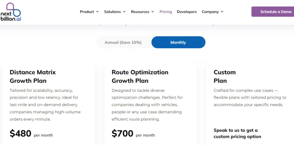 Monthly Pricing of Next Billion.ai