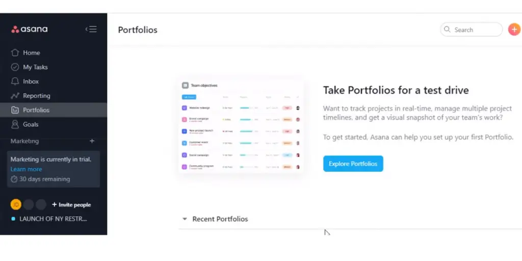 Portfolios of Asana