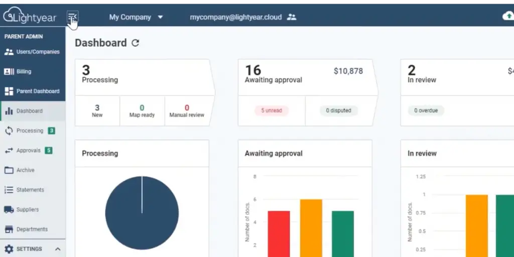 Processing Dashboard of Lightyear