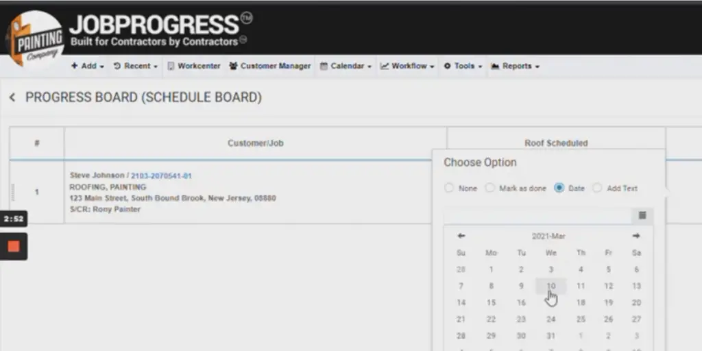 Progress Board of  Jobprogress