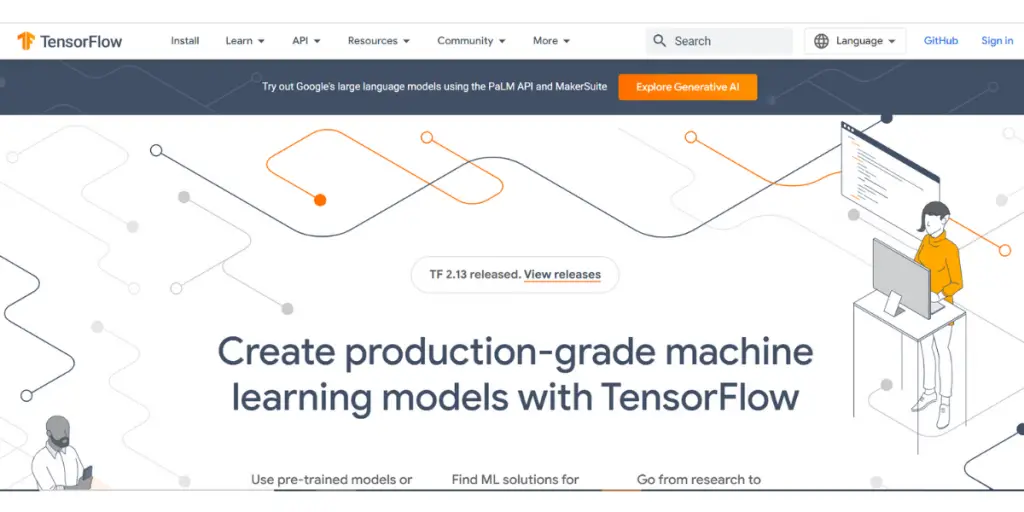 Webpage of TensorFlow