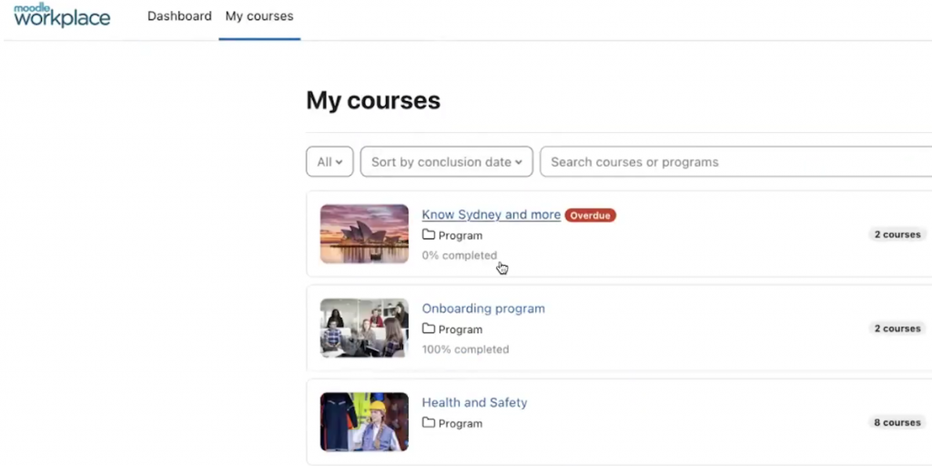 Moodle My courses