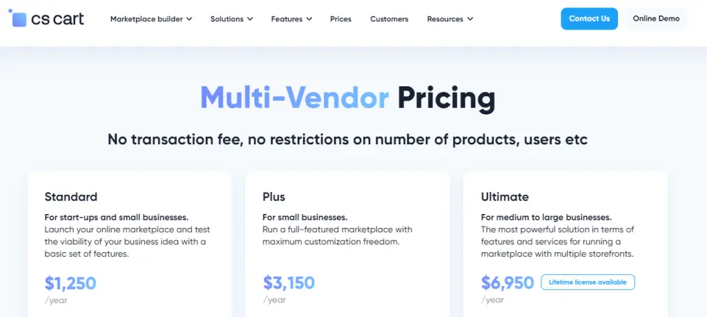 Pricing Of Cs cart