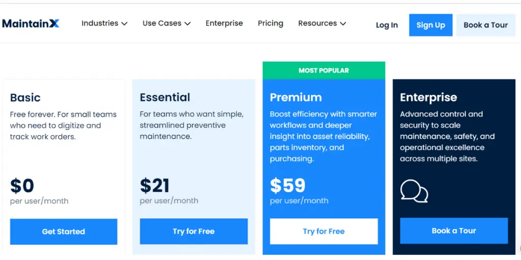 Monthly Pricing of MaintainX