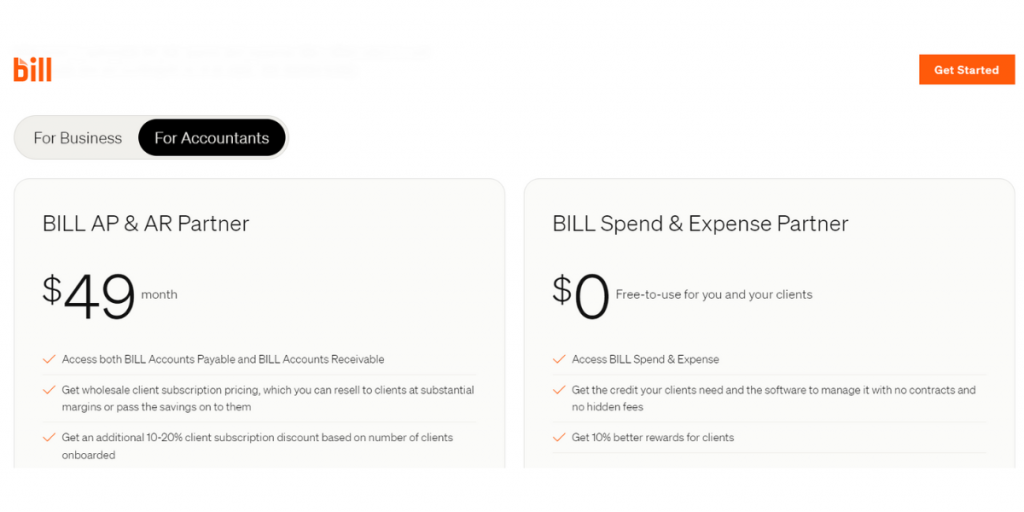 Bill.com Pricing of Accounts
