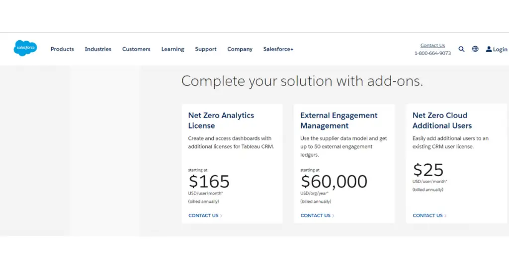 Net Zero cloud by Salesforce Pricing 