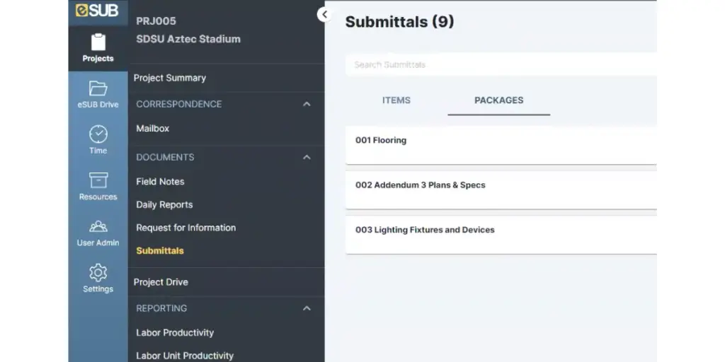 eSUB Submittals