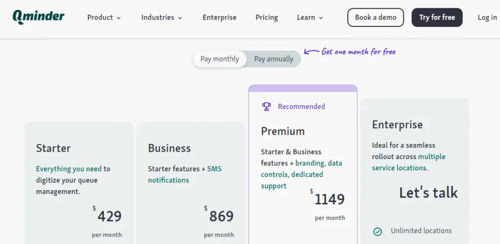 Monthly Pricing Of Qminder